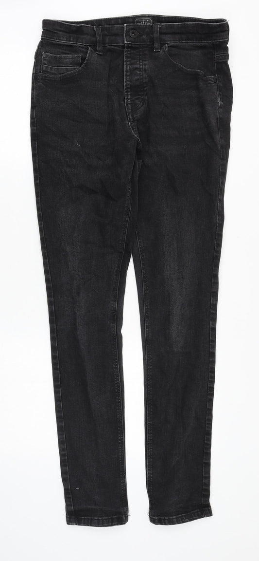 NEXT Mens Black Cotton Skinny Jeans Size 30 in Slim Button