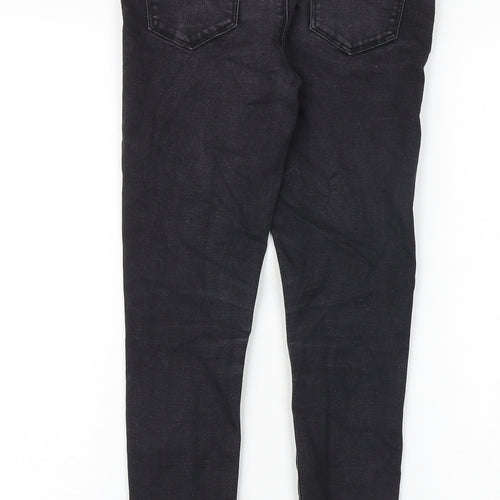 Denim & Co. Girls Black Cotton Skinny Jeans Size 11-12 Years Slim Zip