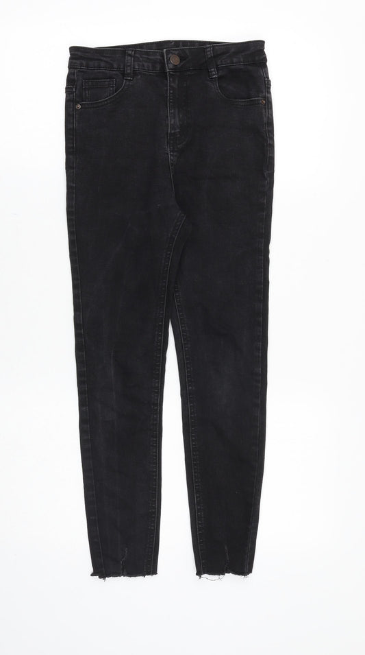 George Girls Black Cotton Skinny Jeans Size 11-12 Years Regular Zip