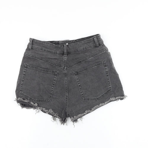 H&M Womens Black Cotton Mom Shorts Size 6 Regular Zip
