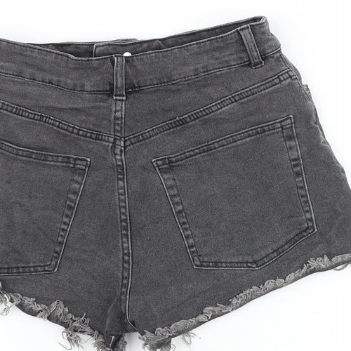 H&M Womens Black Cotton Mom Shorts Size 6 Regular Zip