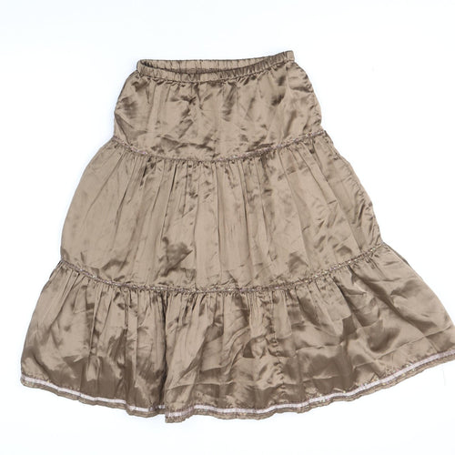 RJR.John Rocha Girls Beige Polyester A-Line Skirt Size 8 Years Regular Pull On - Tiered