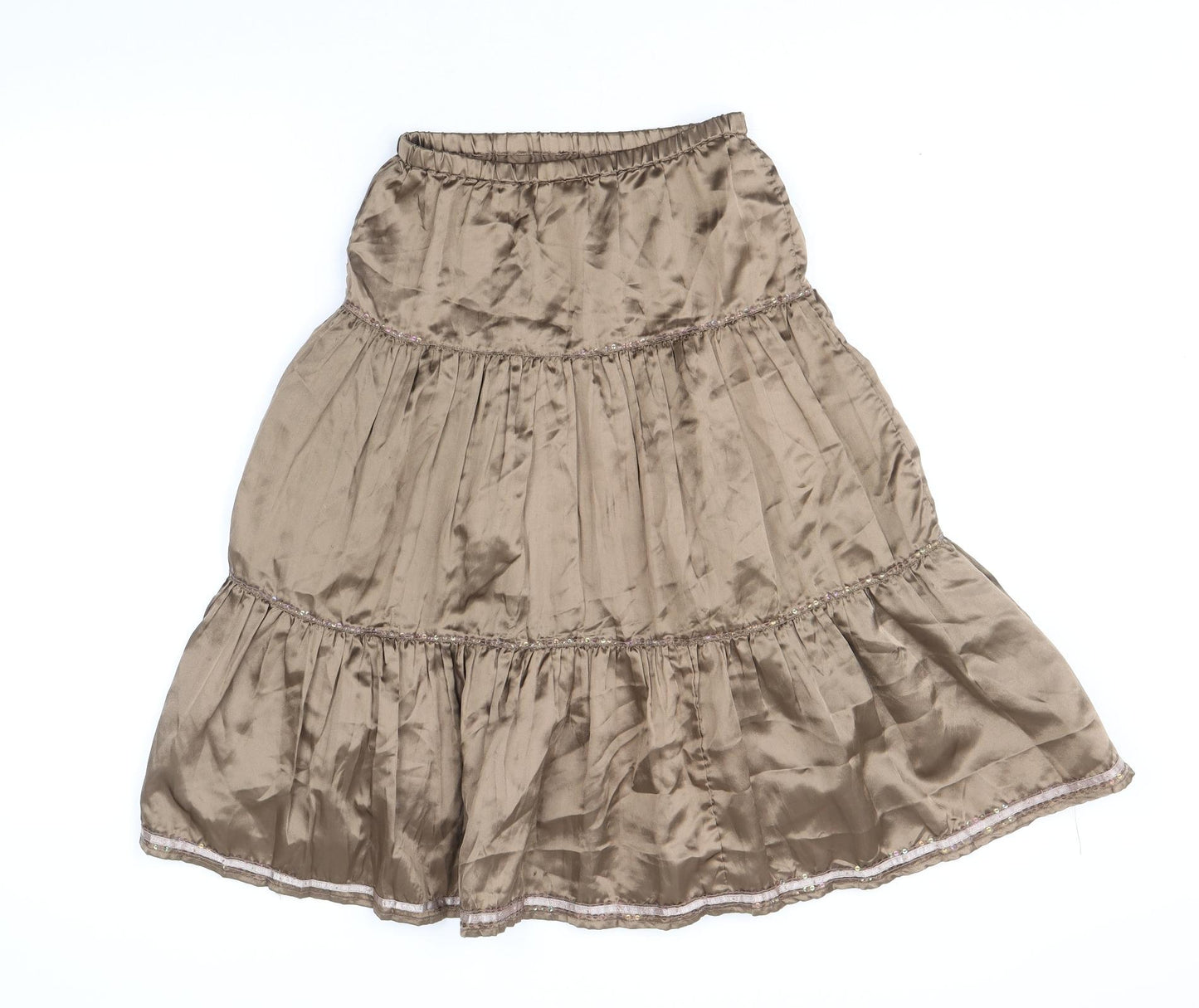 RJR.John Rocha Girls Beige Polyester A-Line Skirt Size 8 Years Regular Pull On - Tiered
