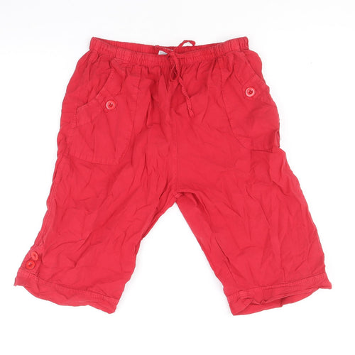 Mundo# Womens Red Cotton Bermuda Shorts Size L Regular Drawstring