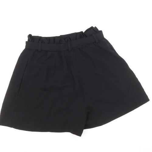 H&M Womens Black Polyester Paperbag Shorts Size 12 Regular Zip