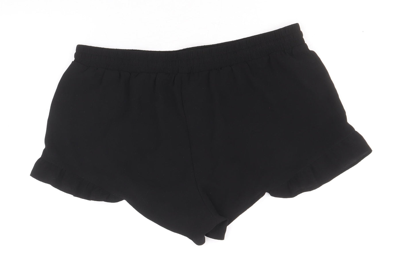 Papaya Womens Black Polyester Hot Pants Shorts Size 12 Regular Drawstring
