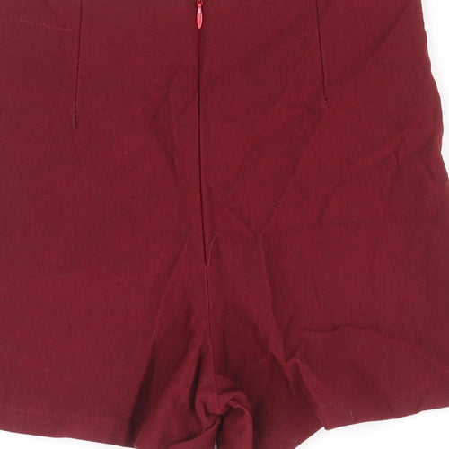 Preworn Womens Red Polyester Hot Pants Shorts Size M Regular Zip