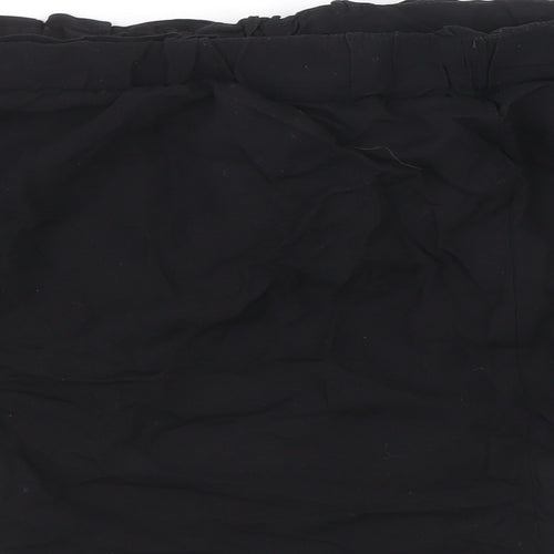 Primark Womens Black Herringbone Viscose Culotte Shorts Size 14 Regular Drawstring