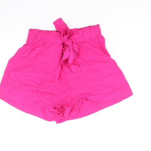 Primark Womens Pink Viscose Basic Shorts Size 10 Regular Drawstring