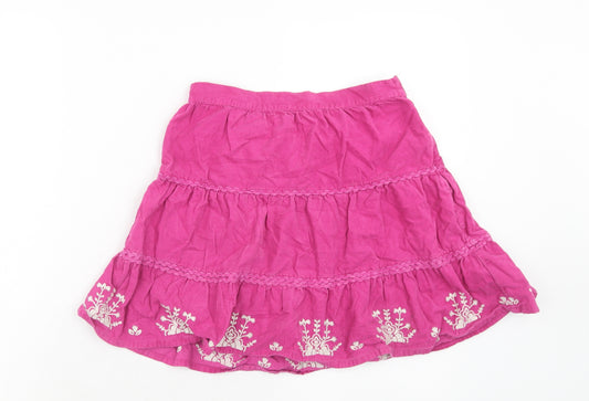 John Lewis Girls Pink Cotton Flare Skirt Size 10 Years Regular Zip - Tiered
