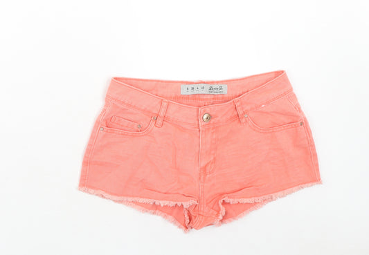 Denim & Co. Womens Pink Cotton Hot Pants Shorts Size 8 Regular Zip