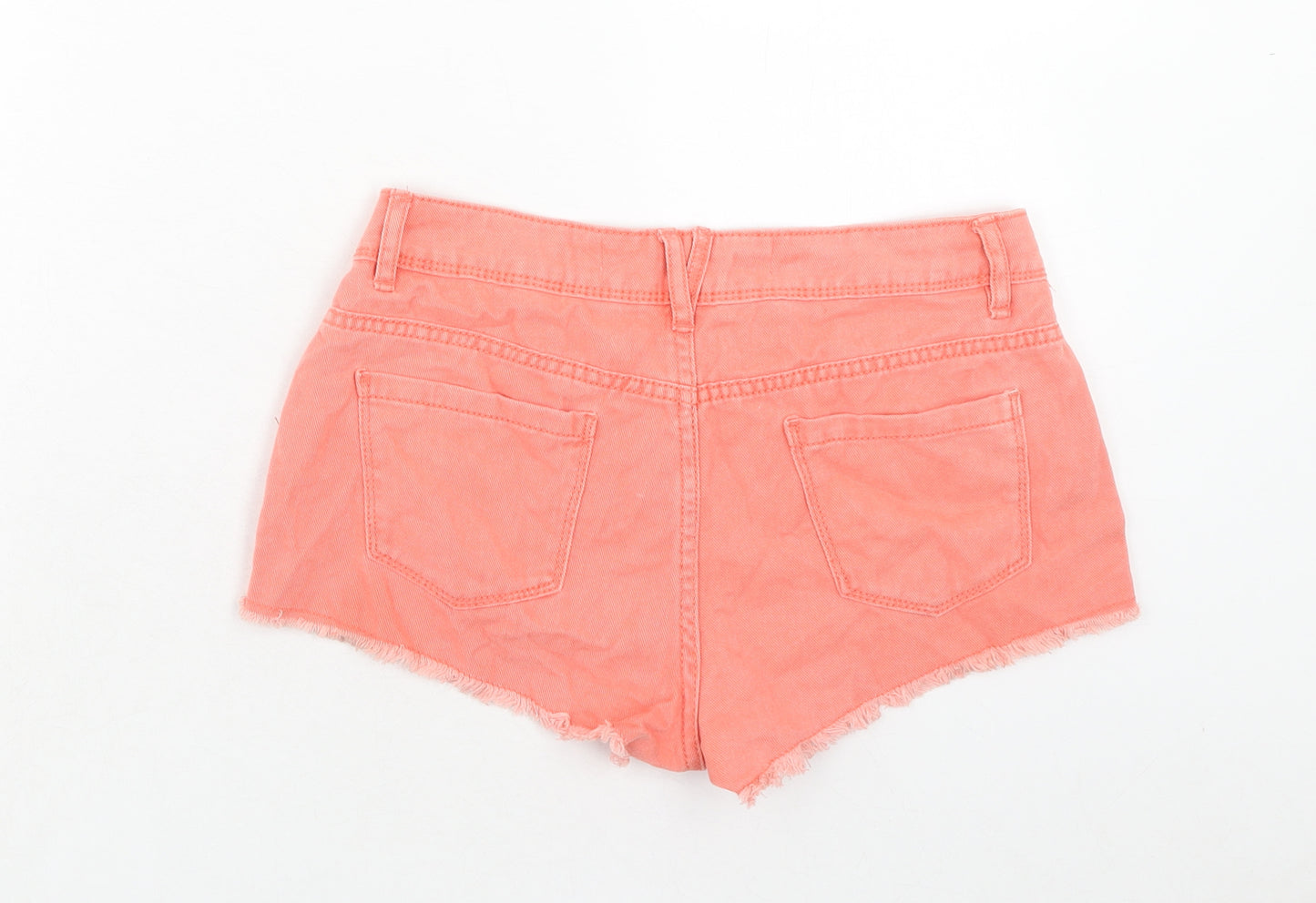 Denim & Co. Womens Pink Cotton Hot Pants Shorts Size 8 Regular Zip