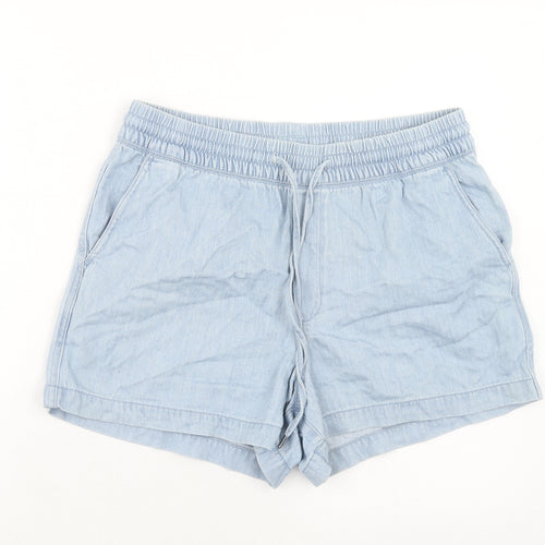 Gap Womens Blue Cotton Basic Shorts Size M Regular Drawstring