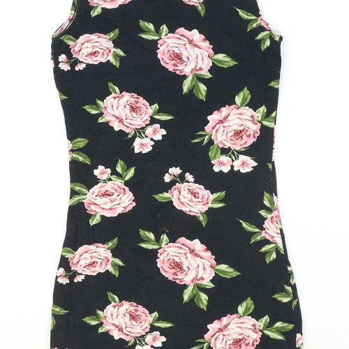 New Look Girls Black Floral Polyester Pencil Dress Size 9 Years Mock Neck Pullover