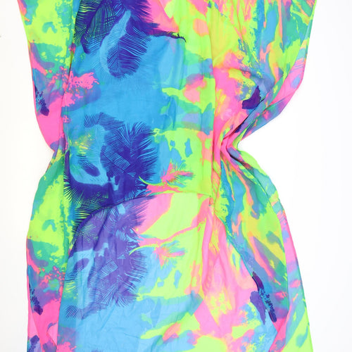 Boohoo Womens Multicoloured Geometric Polyester Kaftan Size S V-Neck Pullover - Tie Dye