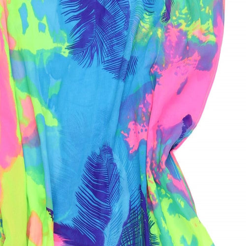 Boohoo Womens Multicoloured Geometric Polyester Kaftan Size S V-Neck Pullover - Tie Dye