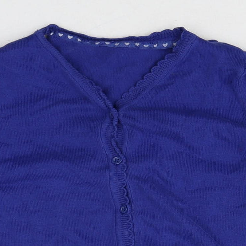 TU Girls Blue V-Neck 100% Cotton Cardigan Jumper Size 8 Years Button