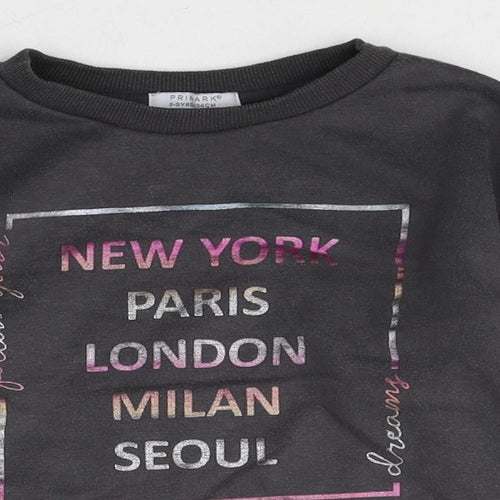 Primark Girls Grey Cotton Pullover Sweatshirt Size 8-9 Years Pullover - New York Paris London