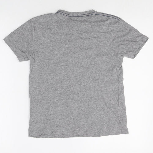 Vertbaudet Boys Grey Cotton Basic T-Shirt Size 10 Years Round Neck Pullover - Tiger