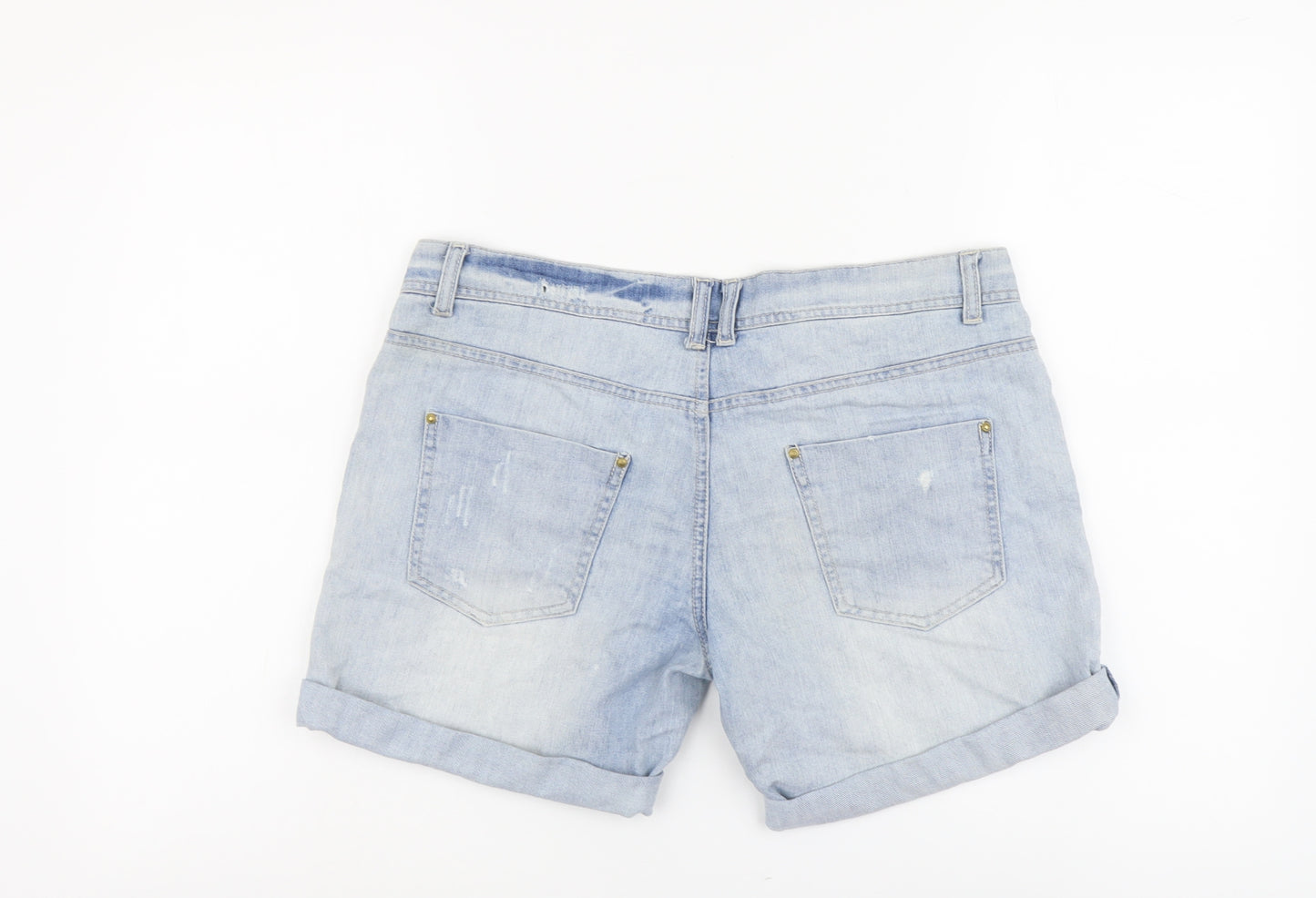 Denim & Co. Womens Blue Cotton Hot Pants Shorts Size 10 L5 in Regular Button
