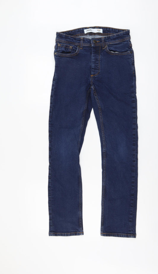 Burton Mens Blue Cotton Straight Jeans Size 28 in L28 in Slim Button