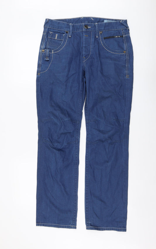 JACK & JONES Mens Beige Cotton Straight Jeans Size 32 in L32 in Regular Button