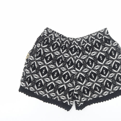 George Womens Black Geometric Viscose Culotte Shorts Size 12 Regular Drawstring