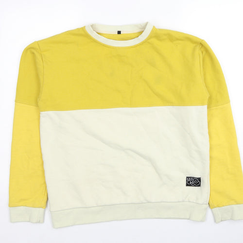 Preworn Mens Yellow Cotton Pullover Sweatshirt Size M