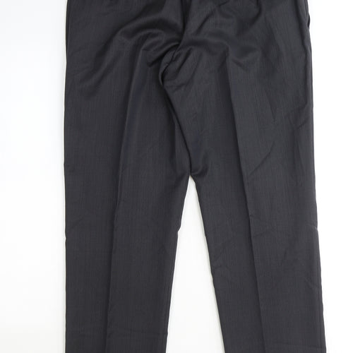 Preworn Mens Black Wool Dress Pants Trousers Size 34 in Regular Zip