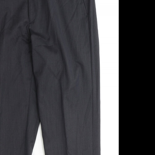 Preworn Mens Black Wool Dress Pants Trousers Size 34 in Regular Zip