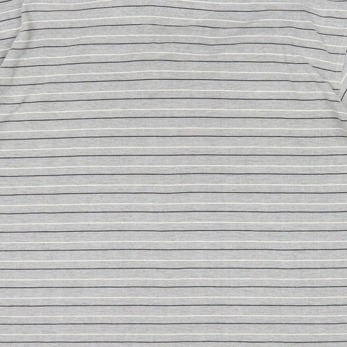 Leisurewear Mens Grey Striped Cotton Polo Size L Collared Button - Contrast Collar