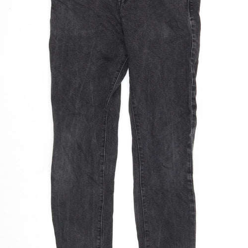 Preworn Mens Black Cotton Straight Jeans Size 30 in L32 in Slim Button