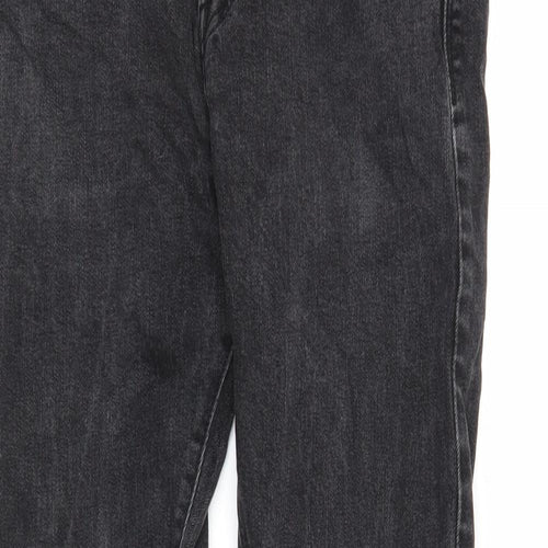 Preworn Mens Black Cotton Straight Jeans Size 30 in L32 in Slim Button