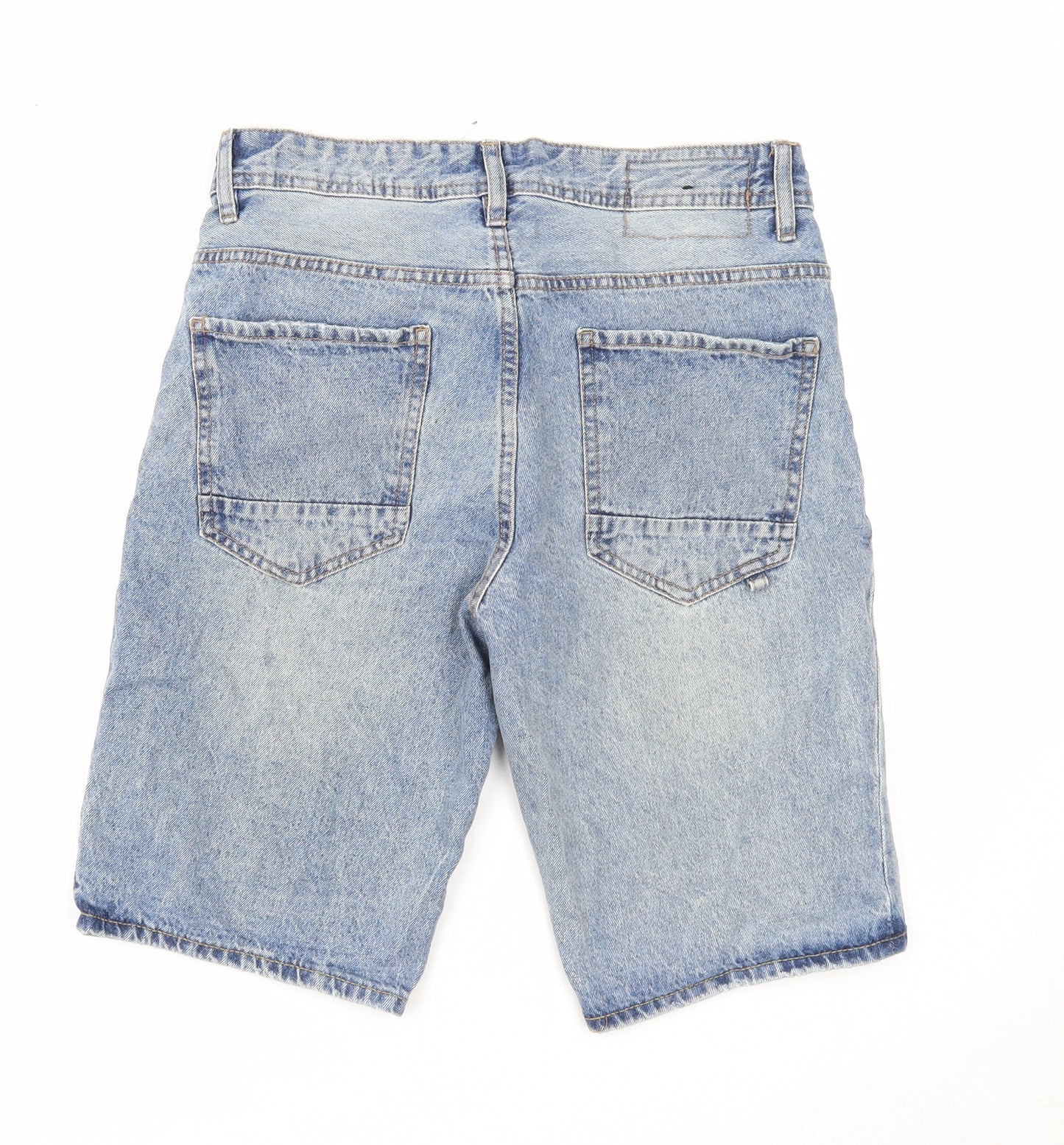 Cotton On Mens Blue Cotton Biker Shorts Size 30 in Regular Zip