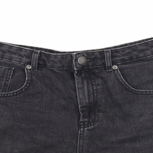 ASOS Womens Black Cotton Mom Shorts Size 10 Regular Zip