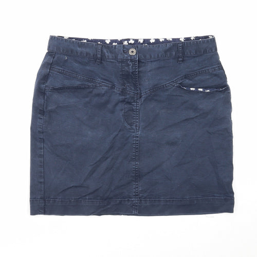 Brooks Brothers Womens Blue Cotton Mini Skirt Size 8 Zip