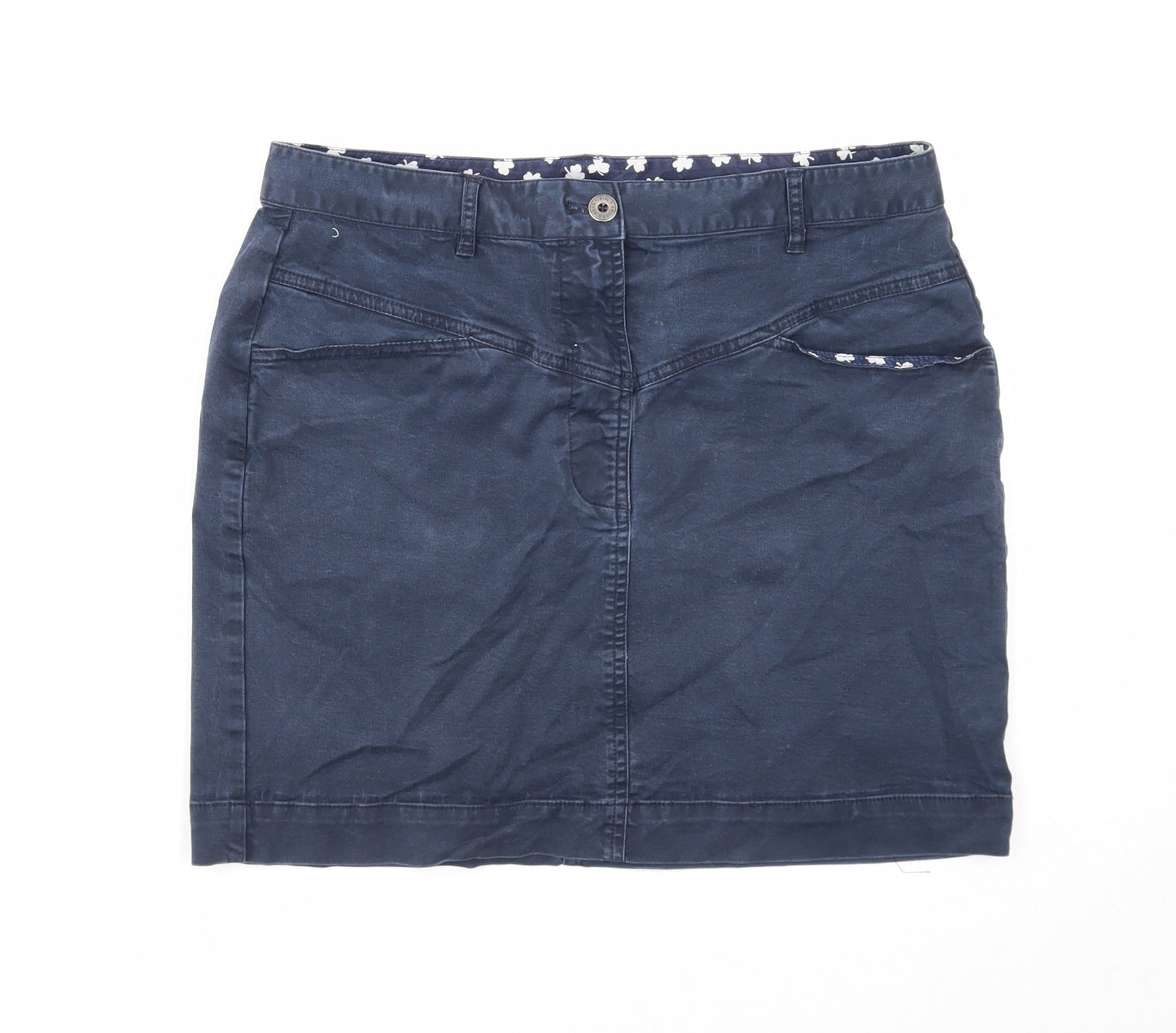 Brooks Brothers Womens Blue Cotton Mini Skirt Size 8 Zip
