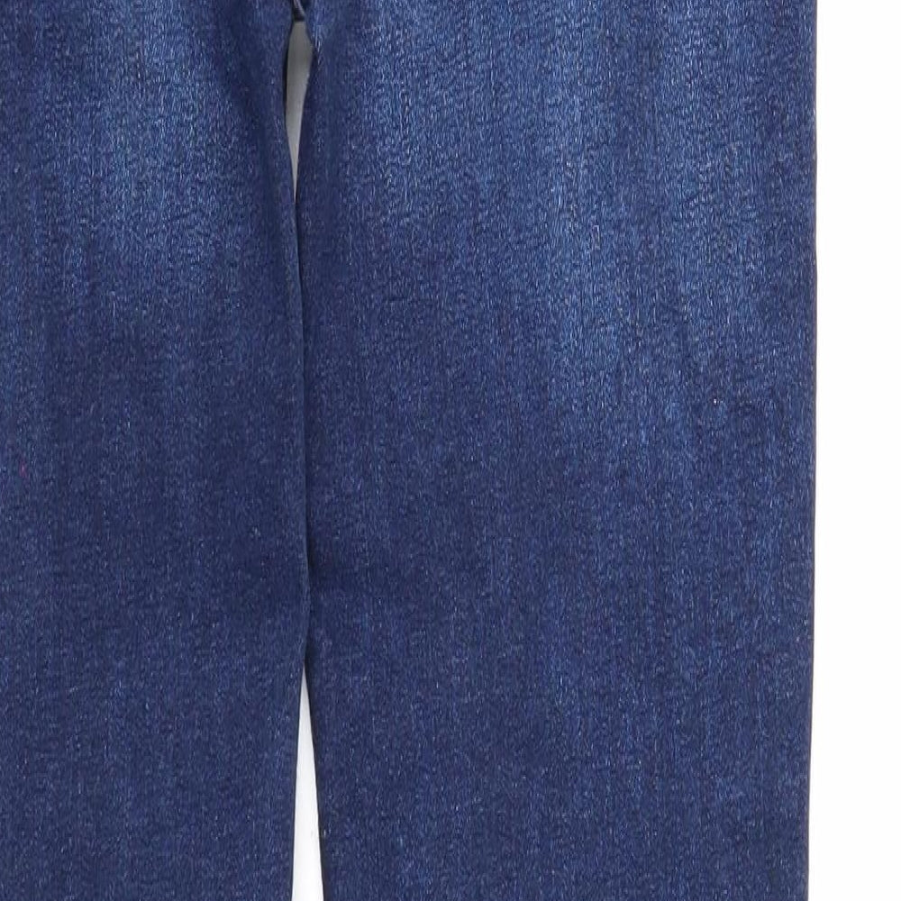 Denim & Co. Girls Blue Cotton Skinny Jeans Size 12-13 Years Regular Zip - Distressed