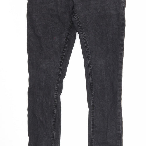 Brave Soul Mens Black Cotton Skinny Jeans Size 30 in L32 in Regular Zip