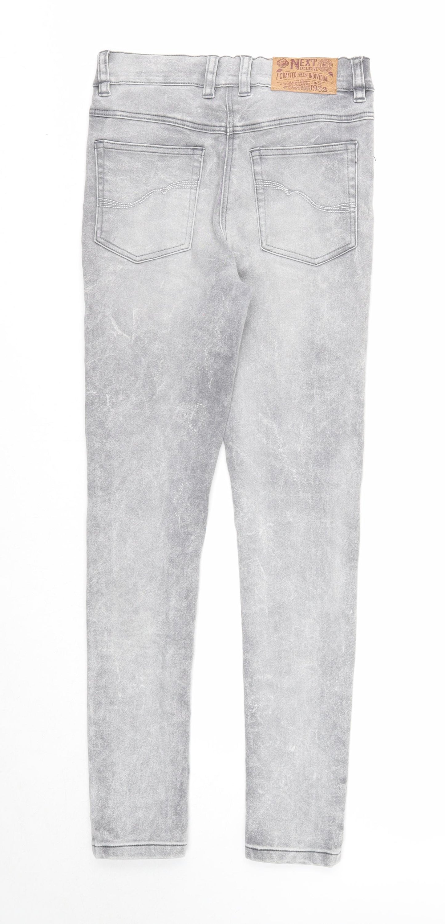 NEXT Boys Grey Cotton Skinny Jeans Size 12 Years Regular Zip
