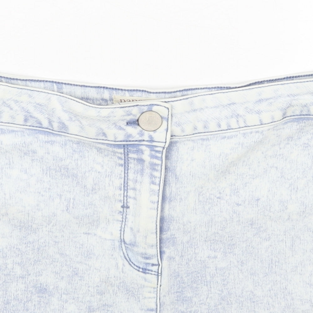 Papaya Womens Blue Cotton Hot Pants Shorts Size 14 Regular Button