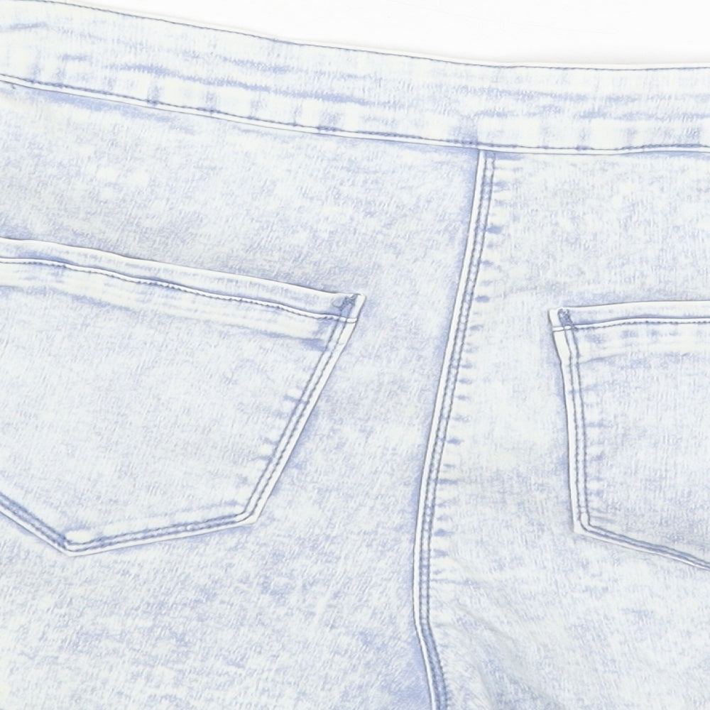 Papaya Womens Blue Cotton Hot Pants Shorts Size 14 Regular Button