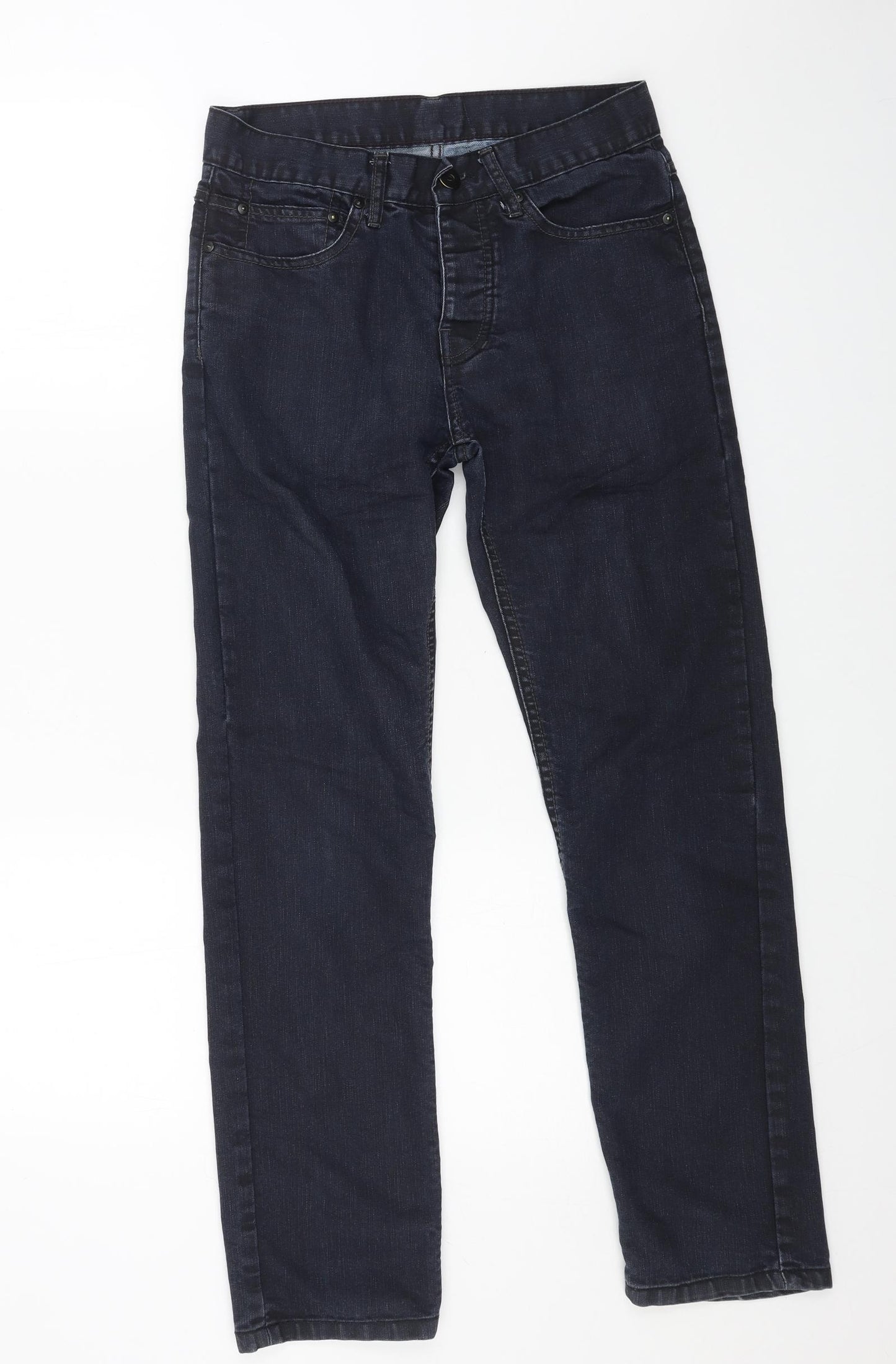 Denim & Co. Mens Blue Cotton Straight Jeans Size 28 in L30 in Regular Button
