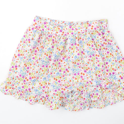 Topshop Womens White Floral Polyester Cut-Off Shorts Size 8 Regular Pull On
