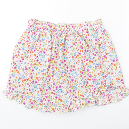 Topshop Womens White Floral Polyester Cut-Off Shorts Size 8 Regular Pull On