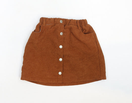 SheIn Girls Orange Cotton A-Line Skirt Size 7 Years Regular