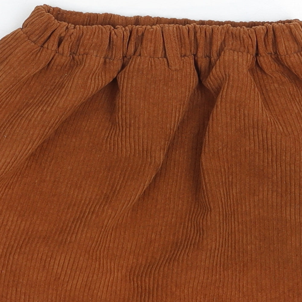 SheIn Girls Orange Cotton A-Line Skirt Size 7 Years Regular