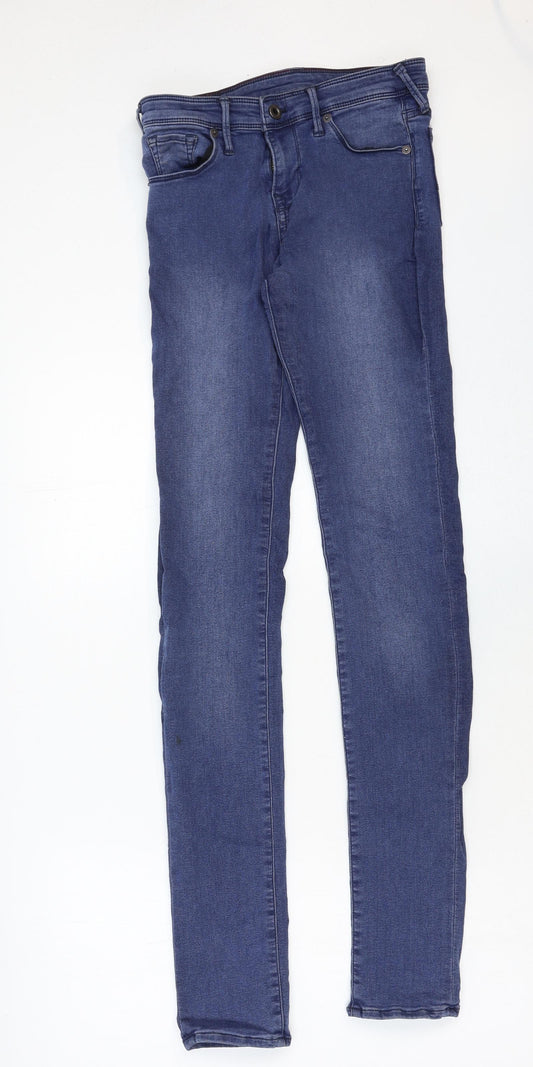 Jack Wills Mens Blue Cotton Skinny Jeans Size 26 in Regular Zip