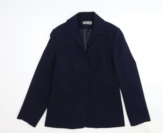 AMARANTO Womens Blue Cotton Jacket Suit Jacket Size S