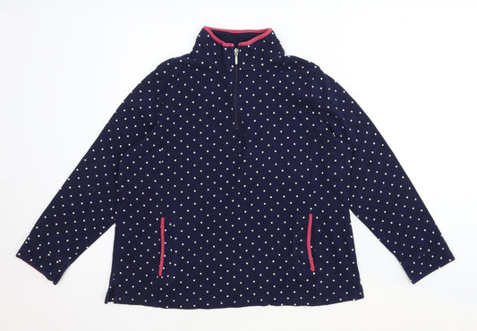 Bonmarché Girls Blue Polka Dot Cotton Pullover Hoodie Size 14 Years Zip